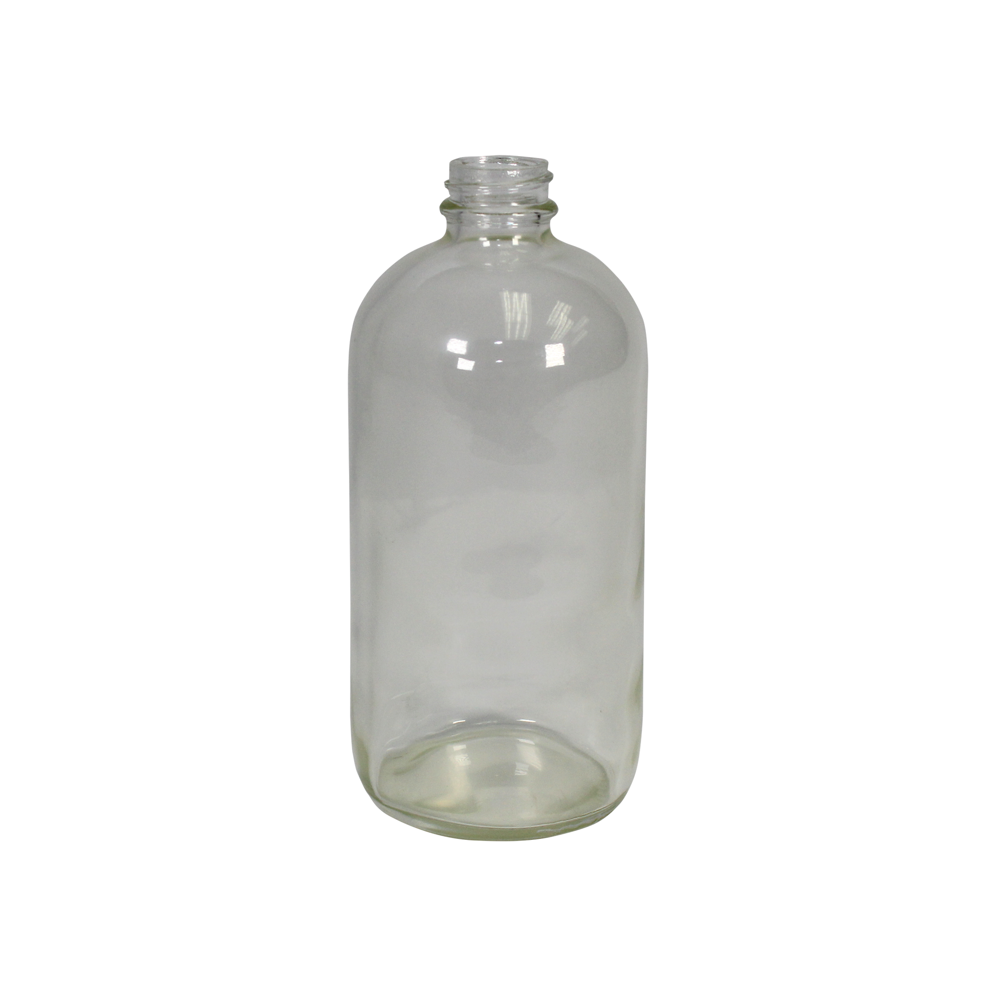 16 oz Clear Glass Boston Round Bottle - 28/400 Finish