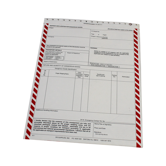 Shipper's Declaration Form - 4 Part Carbonless - Pin Feed - (SD1)