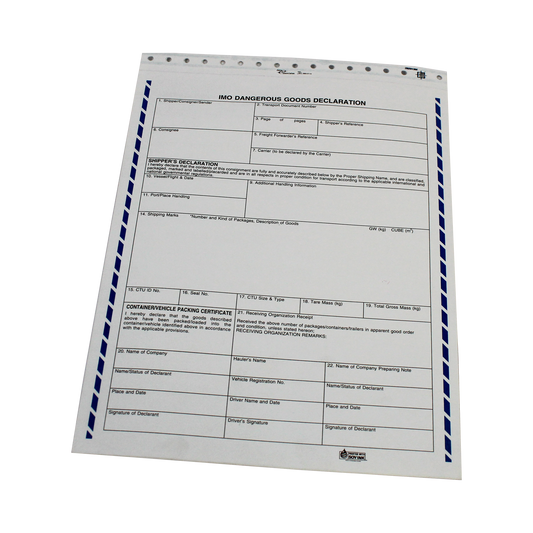 Shipper's Declaration Form for transporting DG by Sea (Blank, Candy Stripe) - (SDM1)